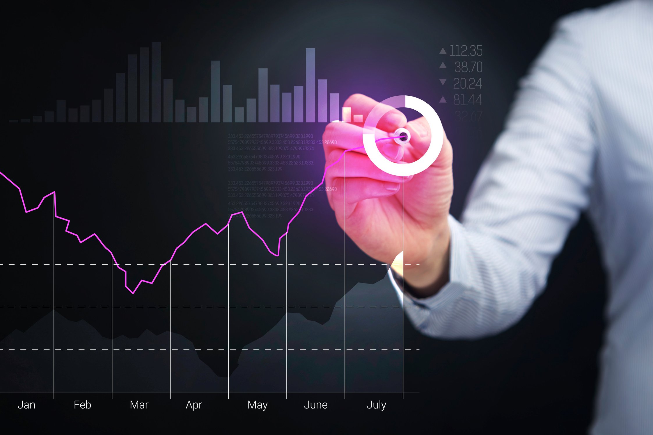 Hand illustrating business analytics concept